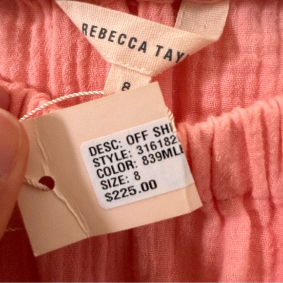 NWT Rebecca Taylor Peach Off the Shoulder Gauze Top Size 8 - Picture 10 of 11